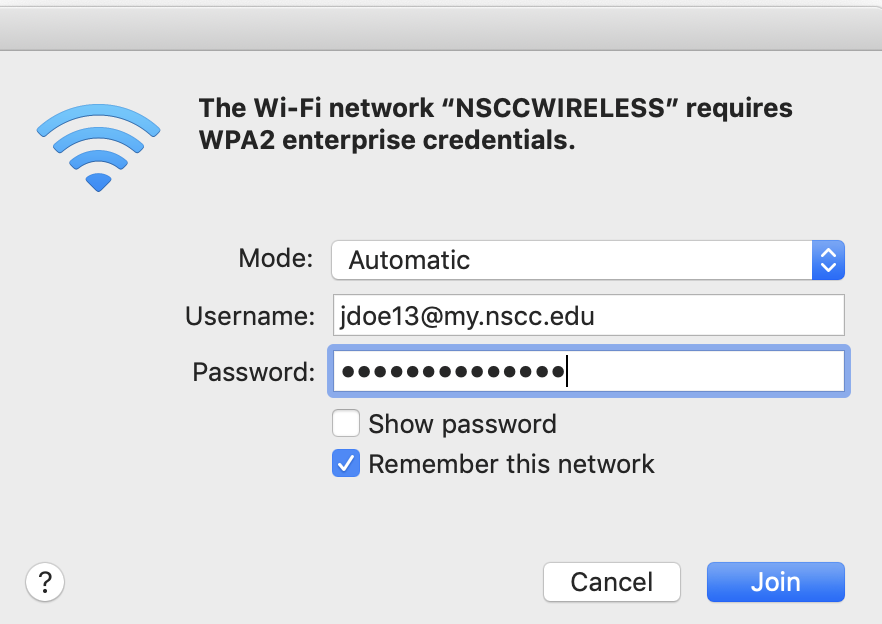 Mac Wifi Credentials